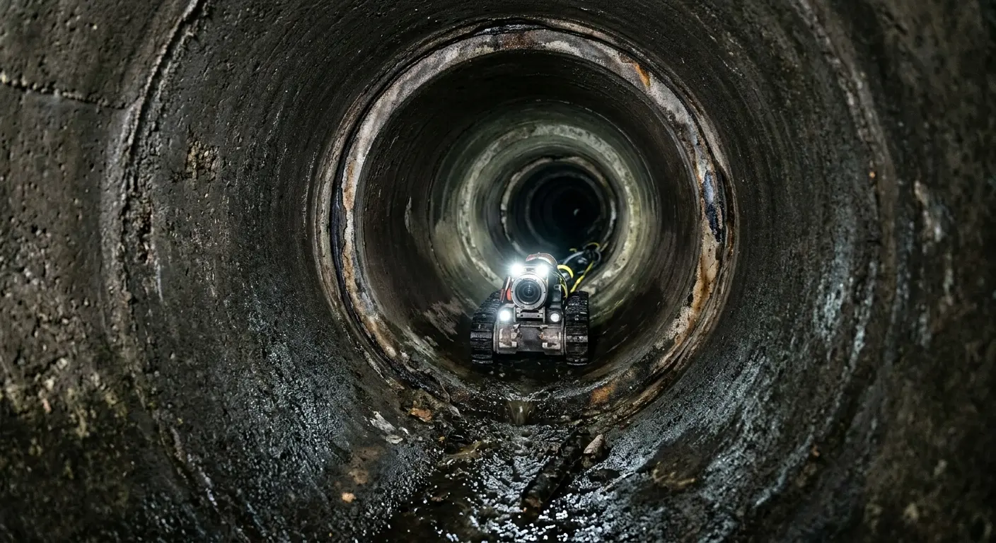 Robotic sewer camera inspecting pipe interior for Sewer Line Repair in East Lansing